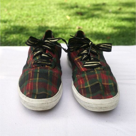 Vintage 90s Keds Red Green Christmas Plaid Sneakers - Picture 5 of 11